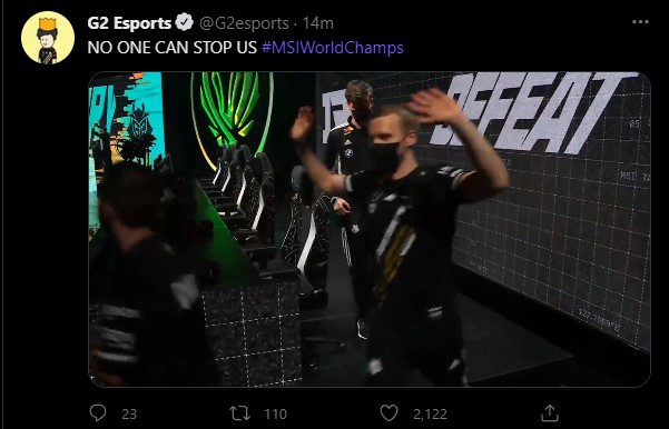 G2 tweeted that no one can stop them