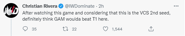 After watching this match and realizing this is just the second place of VCS, I think GAM could defeat T1