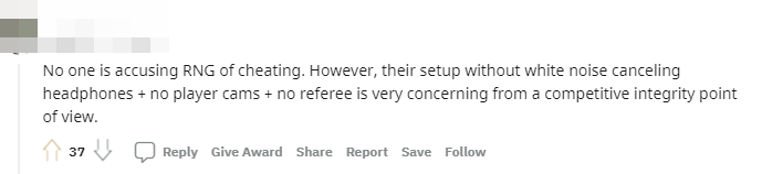 A series of comments aimed at RNG, even accusing RNG of cheating