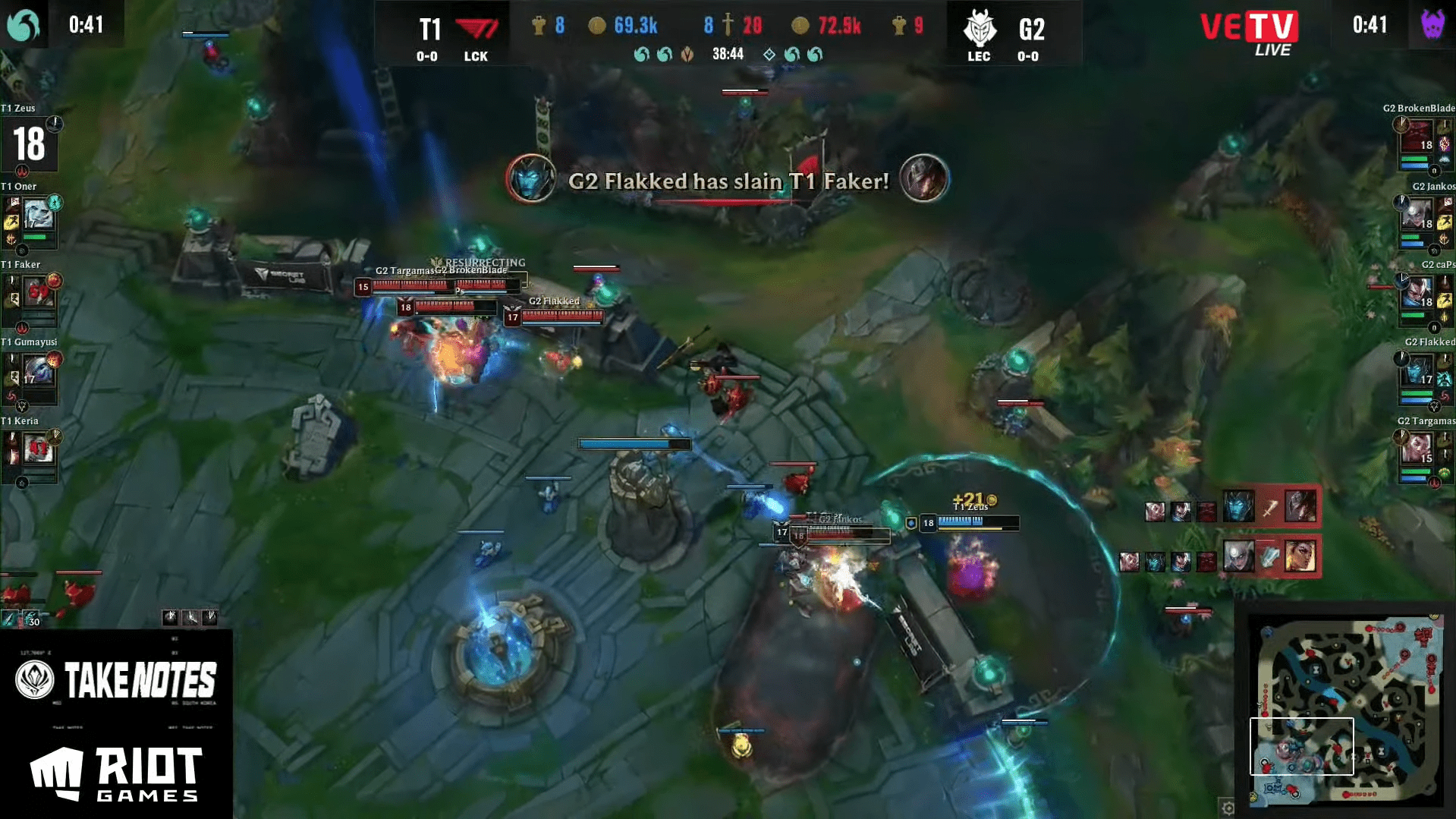 G2 has defeated T1 in the opening match of the MSI 2022 Rumble Stage