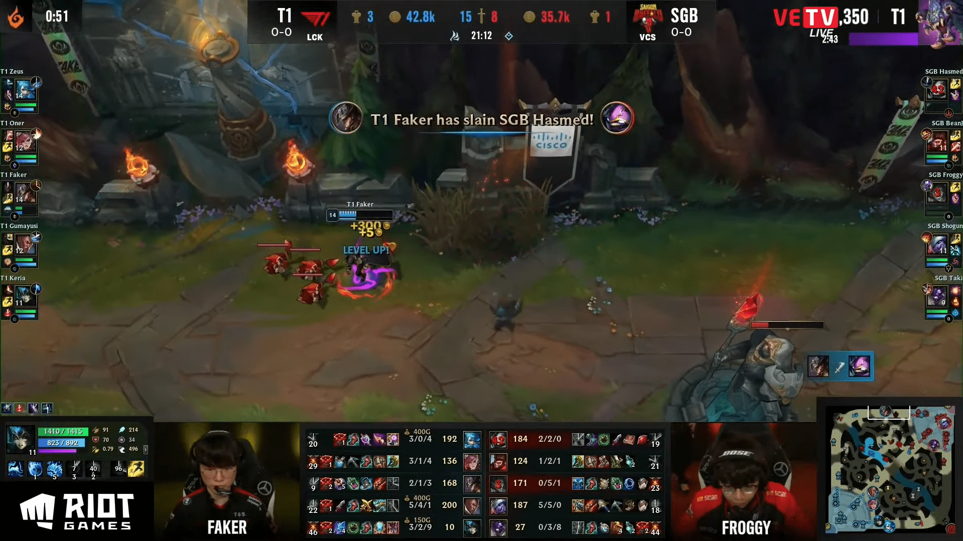 Faker coldly solo kills Hasmed