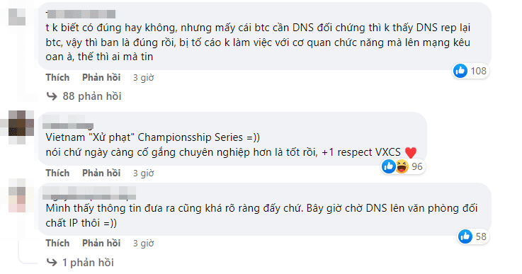The online community is also stirred and believes that this announcement from the VCS organizers is better and DNS needs to provide clear evidence