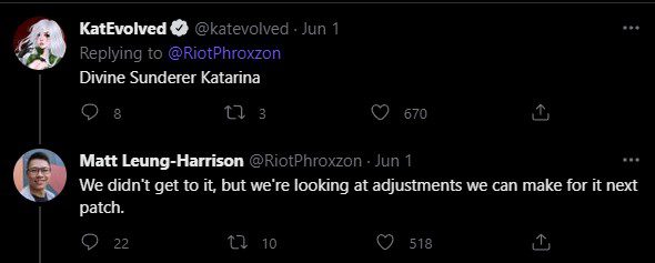 Riot representatives promised that they would comprehensively adjust Katarina in patch 12.12