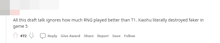 All these draft picks made everyone forget that RNG played better than T1. Xiaohu completely destroyed Faker in game 5
