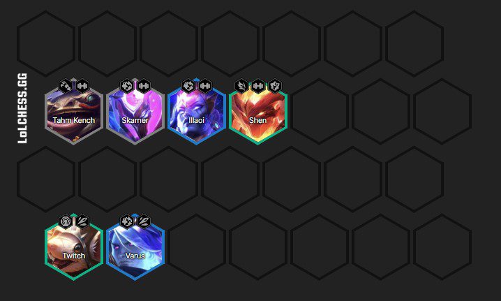 If you don't find Varus at level 6, you can use Ezreal and push to level 7 to activate the Dragonmancer trait with Nami to get this unit