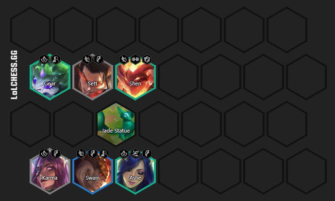 After rolling Sett to 3 stars, you'll start adding Dragonmancer champions