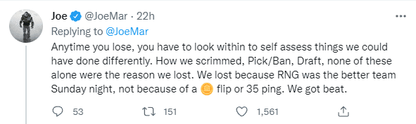 T1's CEO reiterates that the main reason for T1's defeat is that RNG played better