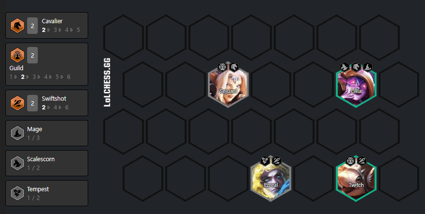 Early game composition with 2 Knights: Sejuani and Lillia