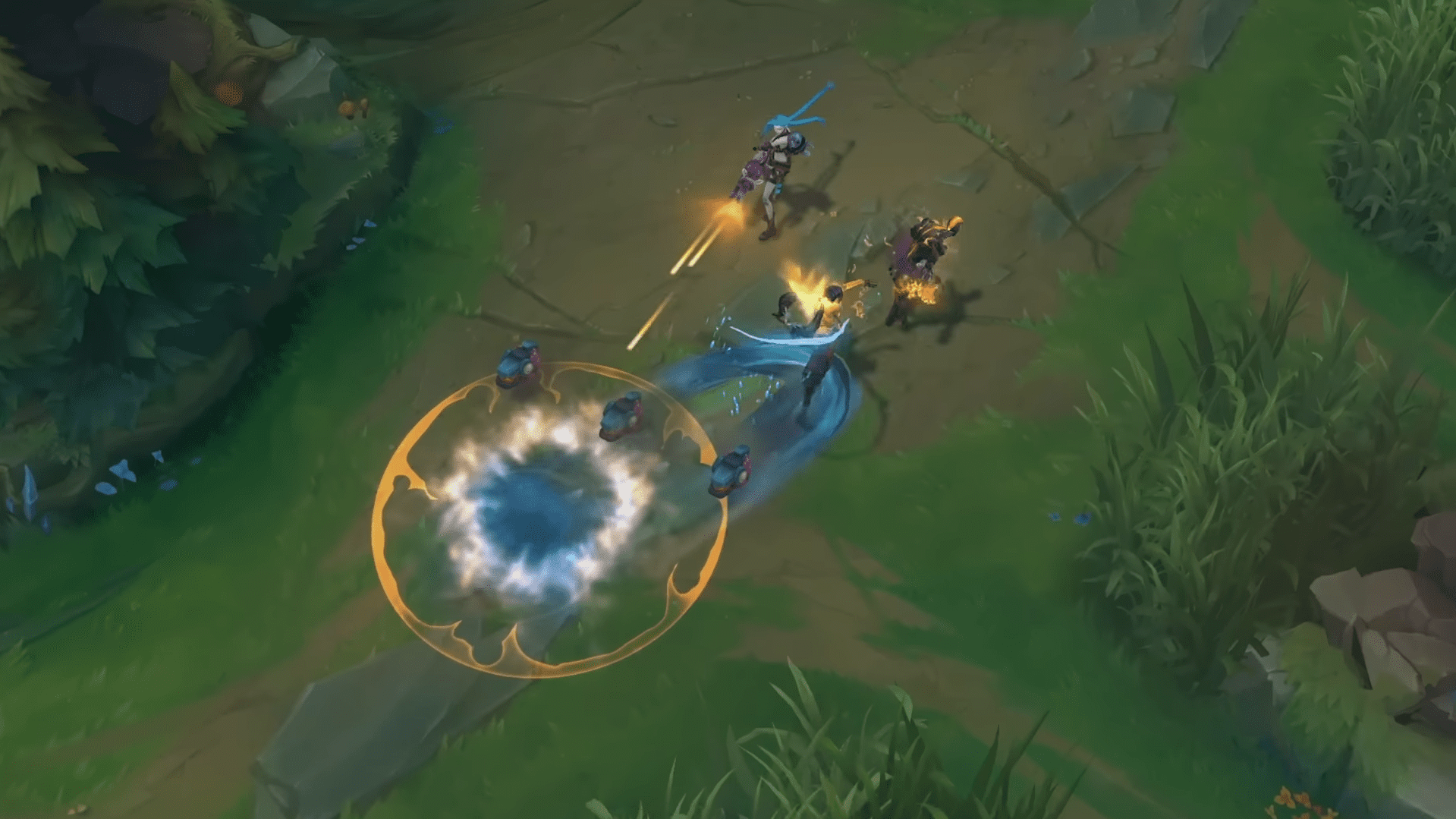 Nilah dashes through Jinx's Chompers without being controlled