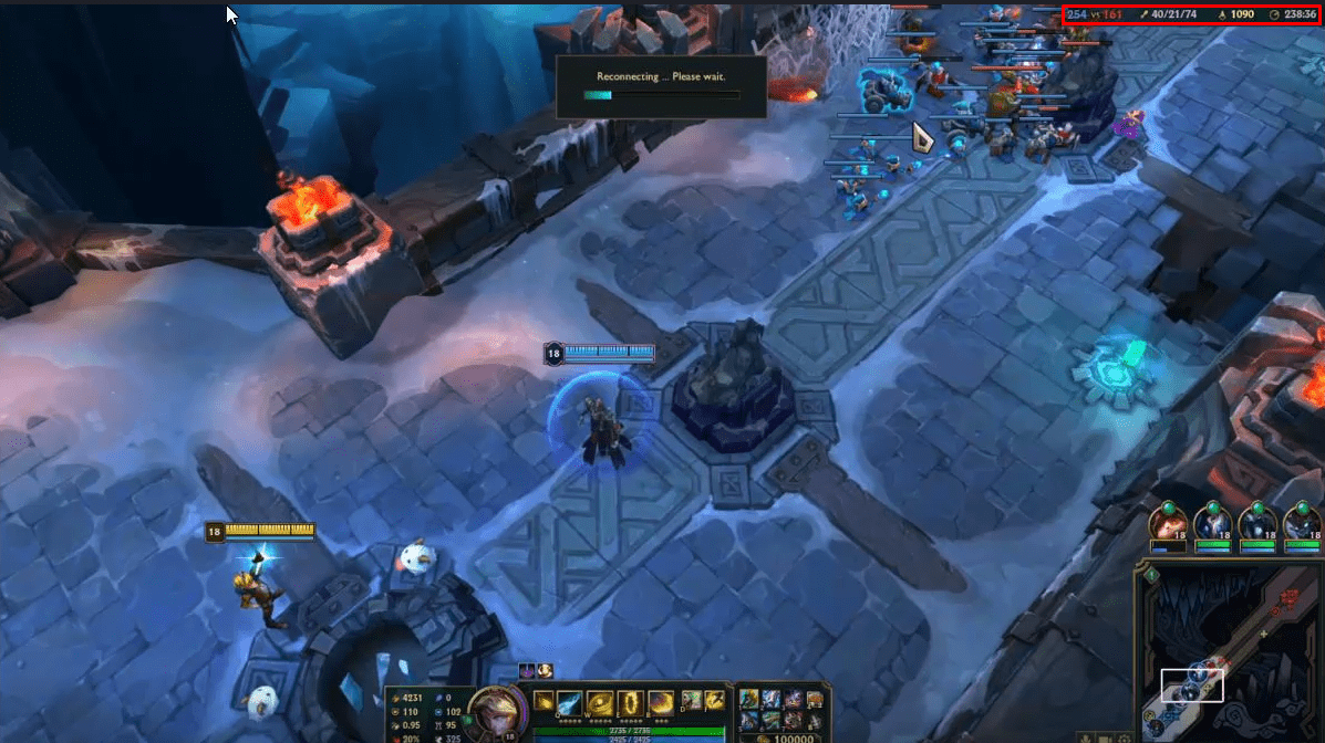 And the match disconnected at minute 238 (approximately 3 hours and 58 minutes)