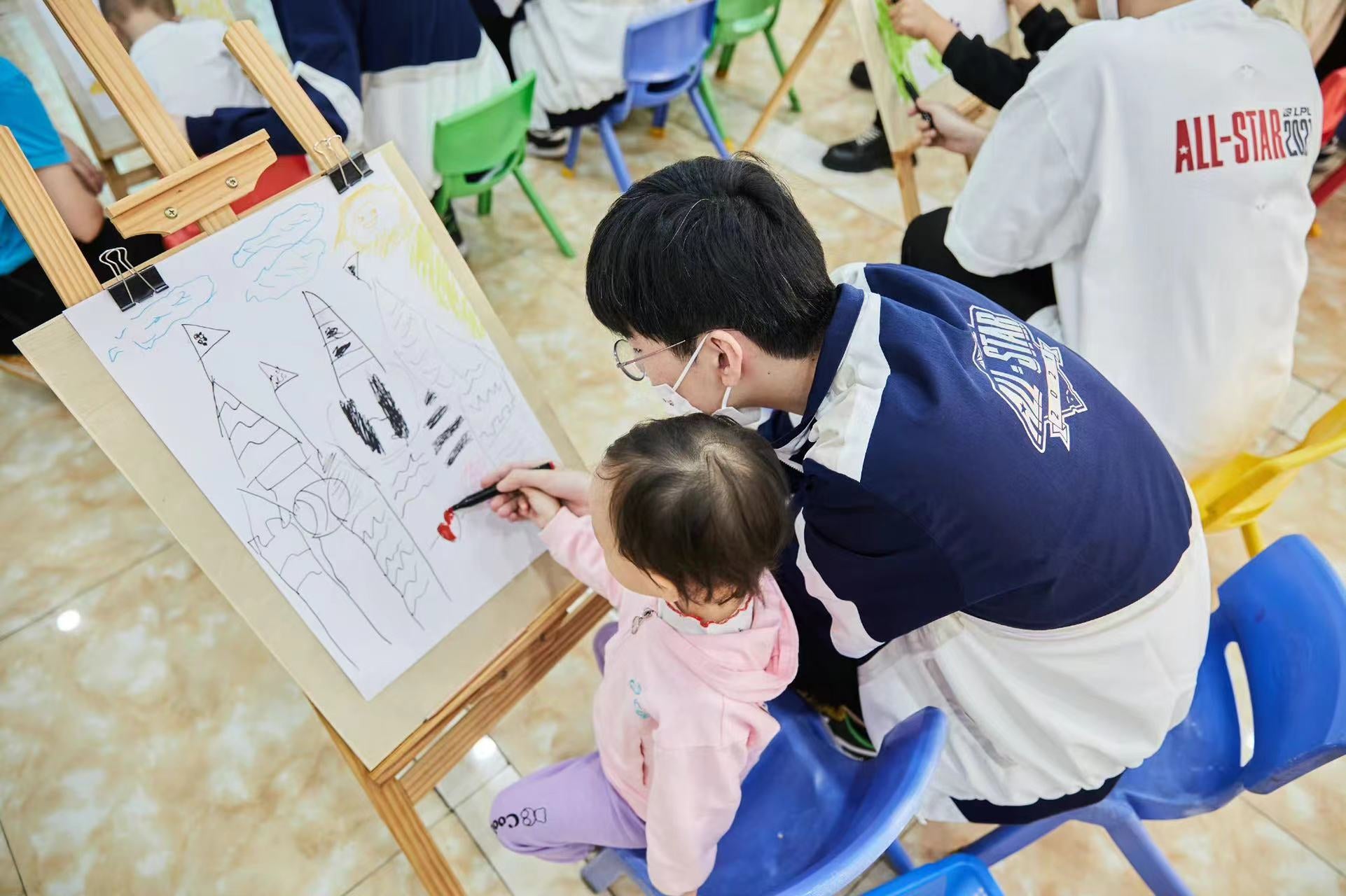 Teaching art to children with autism.