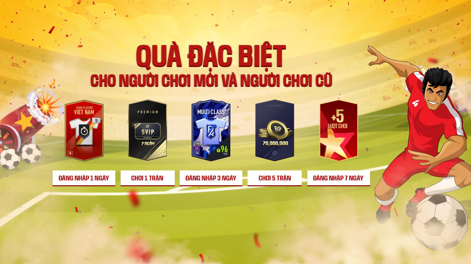 Just complete simple tasks to claim the FULL team VN (+5) (Loan) or Svip (7 days) pack.