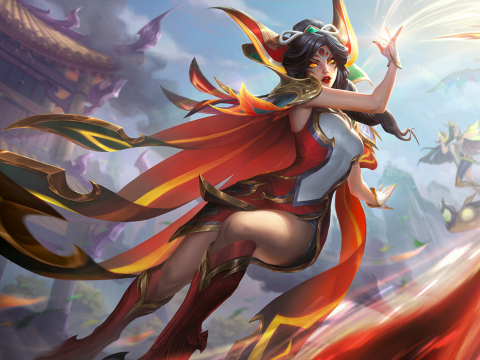 In the match against RNG, Gumayusi's Xayah was never taken down - source: League of Legends Wallpaper