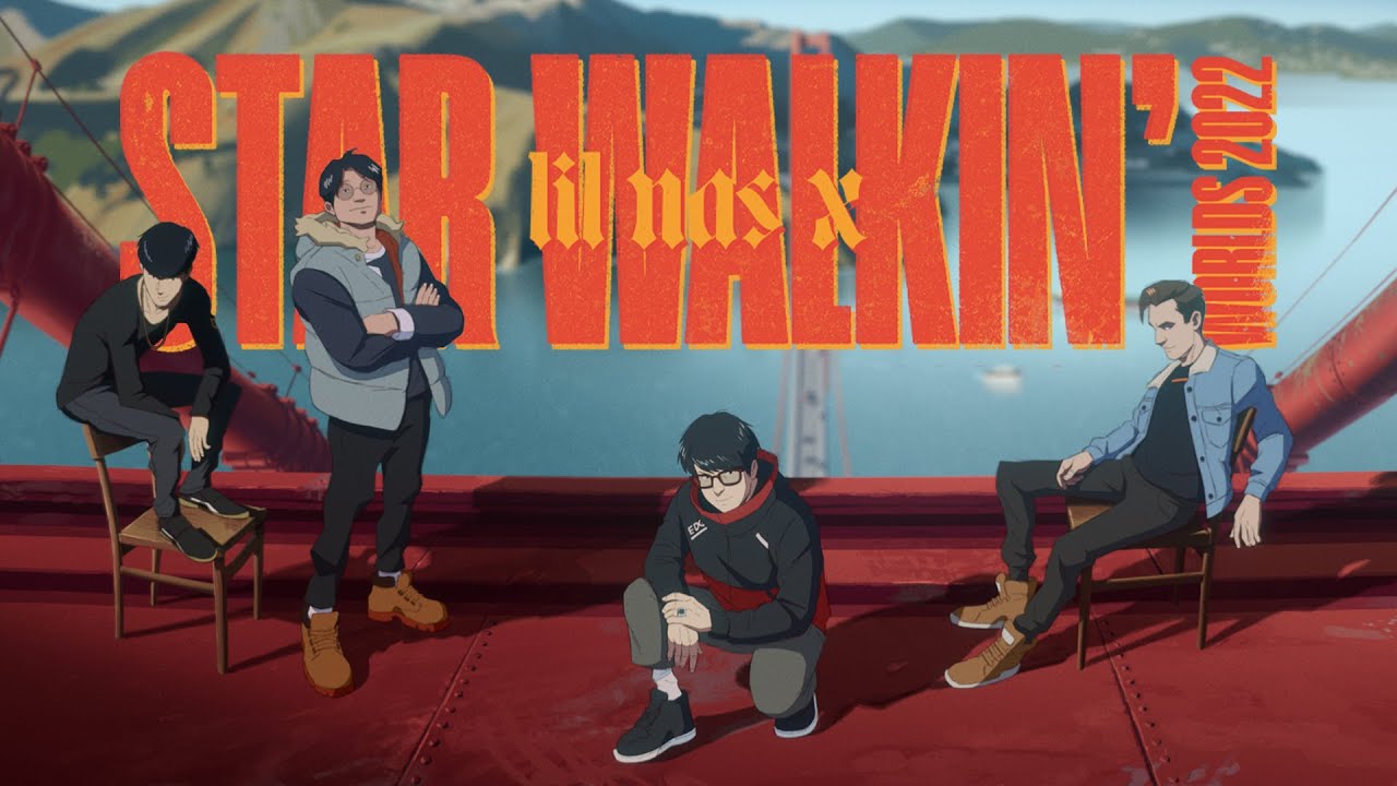 Among the 4 players featured on the cover of the MV Star Walkin', only Chovy (far left) is still competing at Worlds 2022