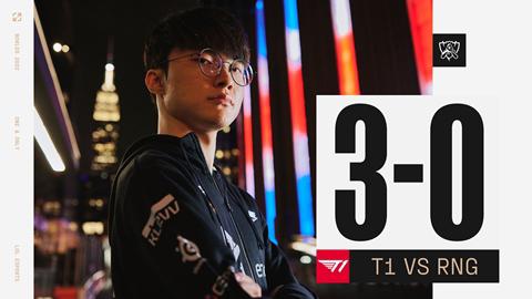 T1 secured a convincing 3-0 victory over RNG to advance to the semifinals