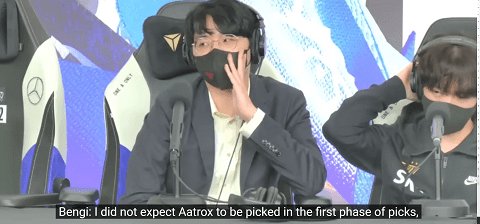 Coach Bengi admitted he was complacent, not thinking DRX would pick Aatrox right away - source: YouTube Korizon
