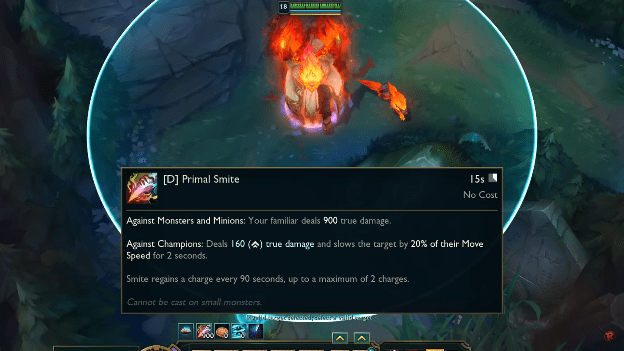 When accumulating enough 21 large monsters, players can activate Smite on enemy champions