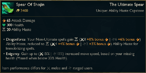 The Sword of Sho-jin is very expensive but powerful in terms of stats and effects - source: League of Legends