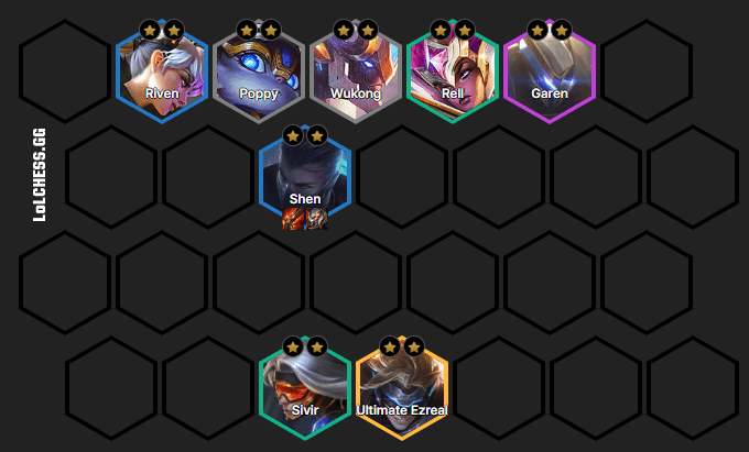 Complete team composition at the end of the game with 6 Guardians - source: LoLChess