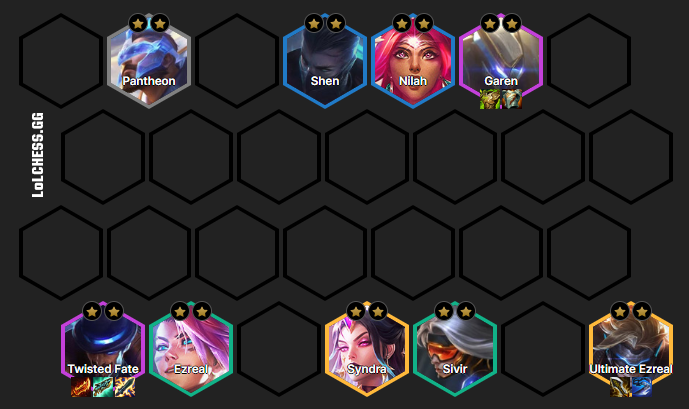 The complete composition at the end of the game with the addition of Syndra - source: LoLChess