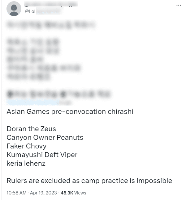 This list includes all 5 members of T1 and surprising names like Lehends, Viper, while BeryL is absent - source: Twitter