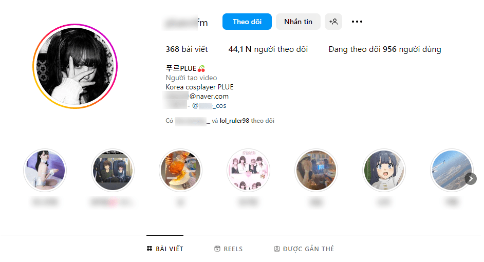 Ruler follows a female streamer and cosplayer and often likes her posts - source: Instagram NV