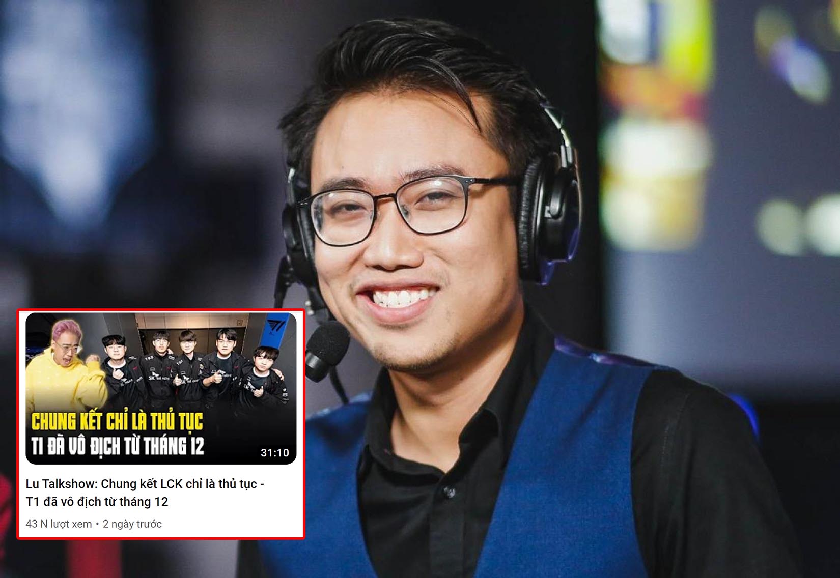 The commentator, like many others, predicted an easy victory for T1 - source: Facebook