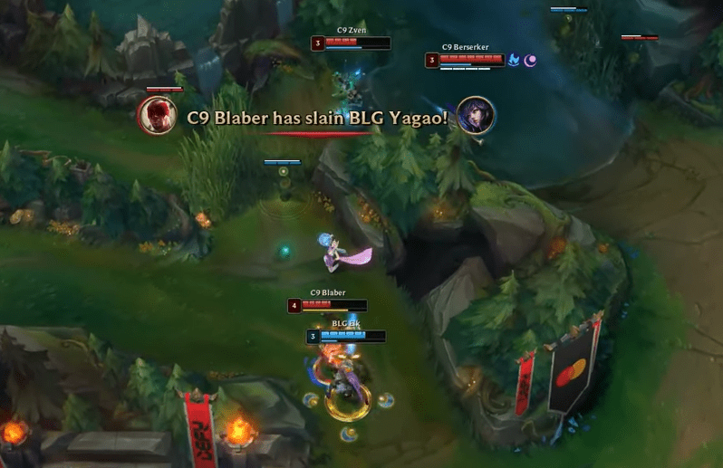 BLG, despite winning, was overtaken by C9 multiple times in the early game - source: LoL Esports