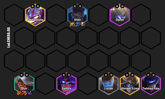 A complete composition at the end of the game with the 5 Void Squad threshold - source: LoLChess