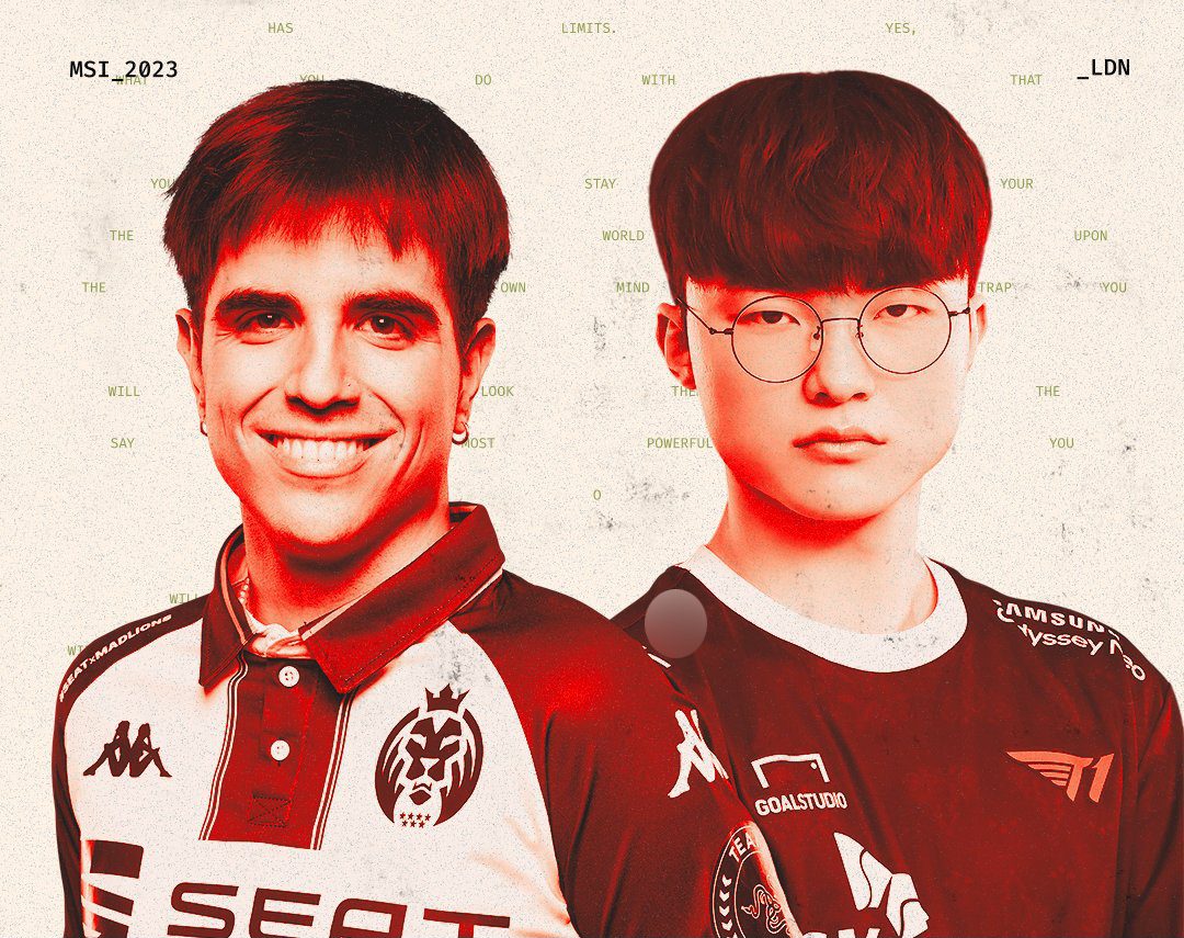 T1 will face MAD (on the left) in their debut match at MSI 2023