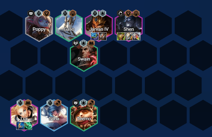 A basic but extremely powerful Demacia composition throughout most stages of the match