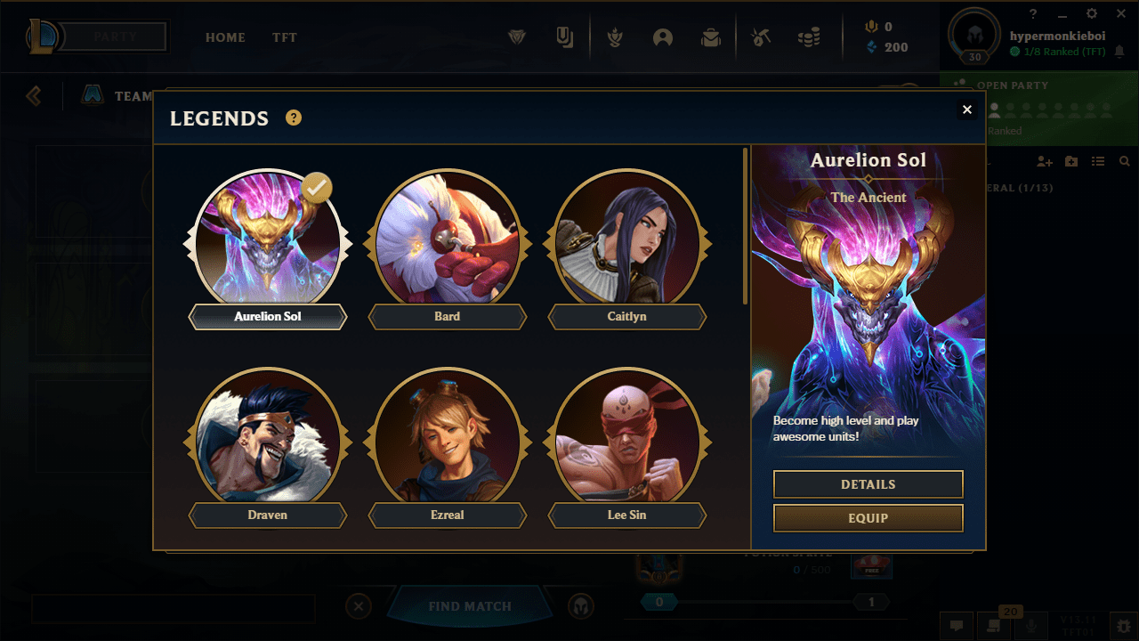Legend is a new feature in TFT Season 9