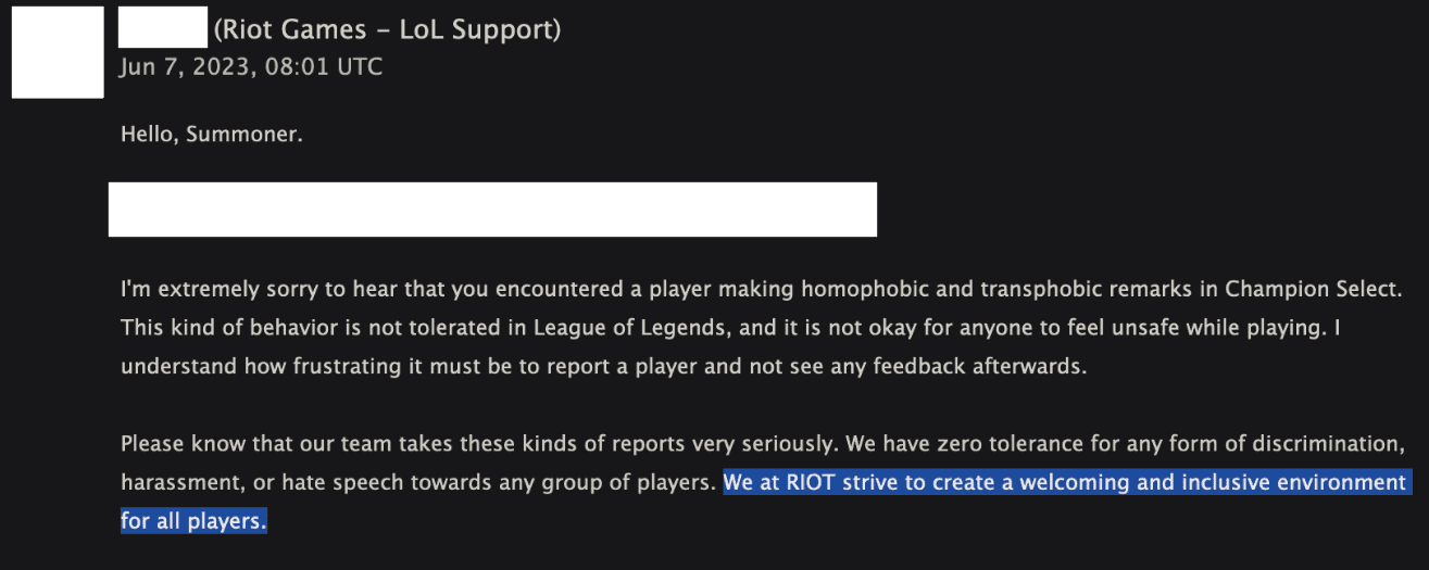 Later, Riot sent another letter replacing the AI confirmation