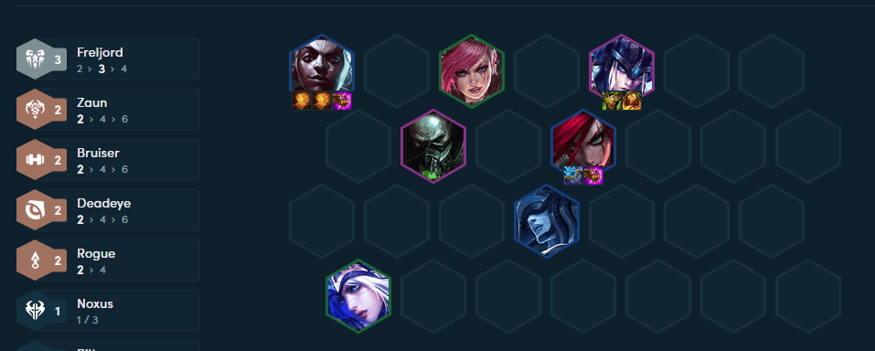 The complete composition at level 7 with Ekko 3 stars as the main damage dealer