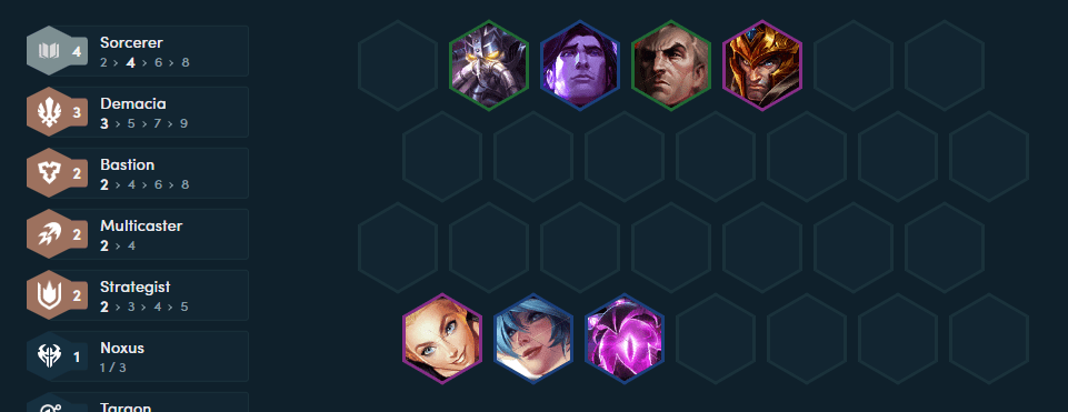 Players should achieve the 3 Demacia threshold by mid-game