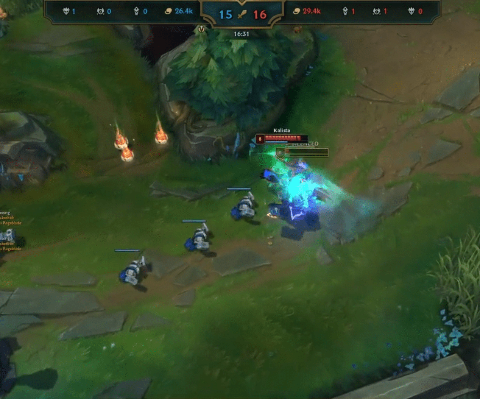 As Sion's passive nears its end, Kalista uses her ultimate - Fate's Call