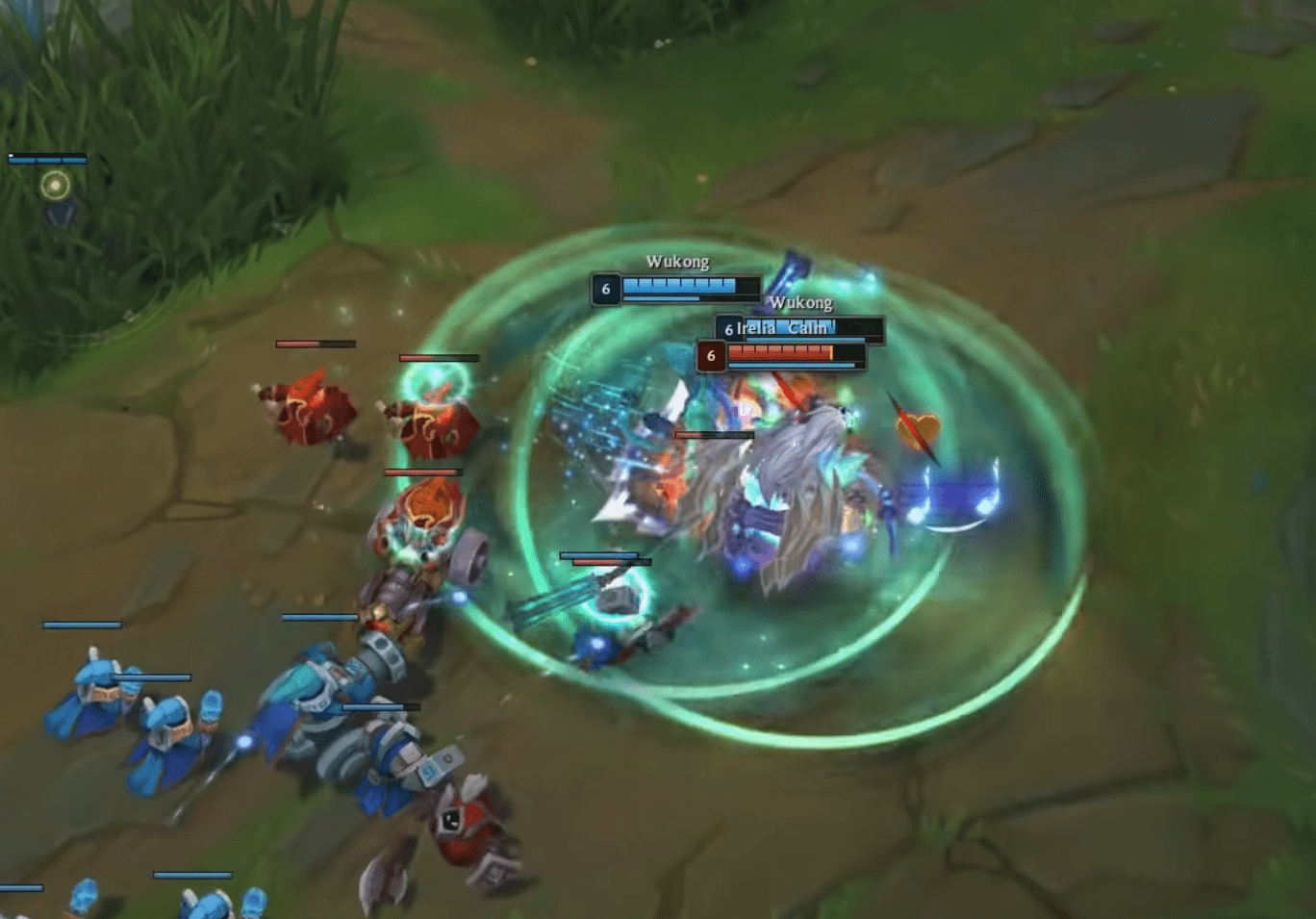 Some champions like Wukong can only deal multi-target damage in a circular area around them