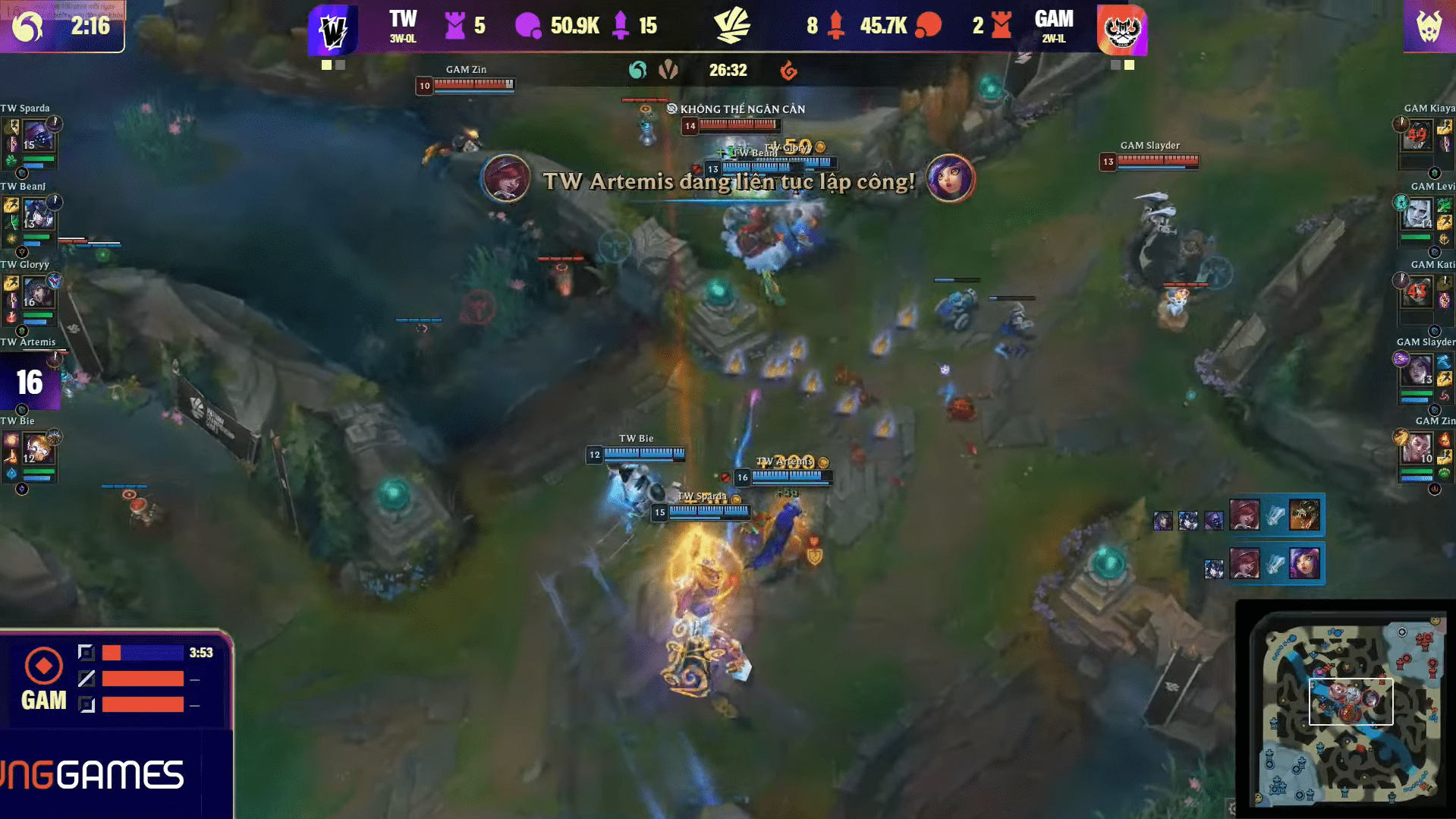GAM recently lost to TW in the latest match
