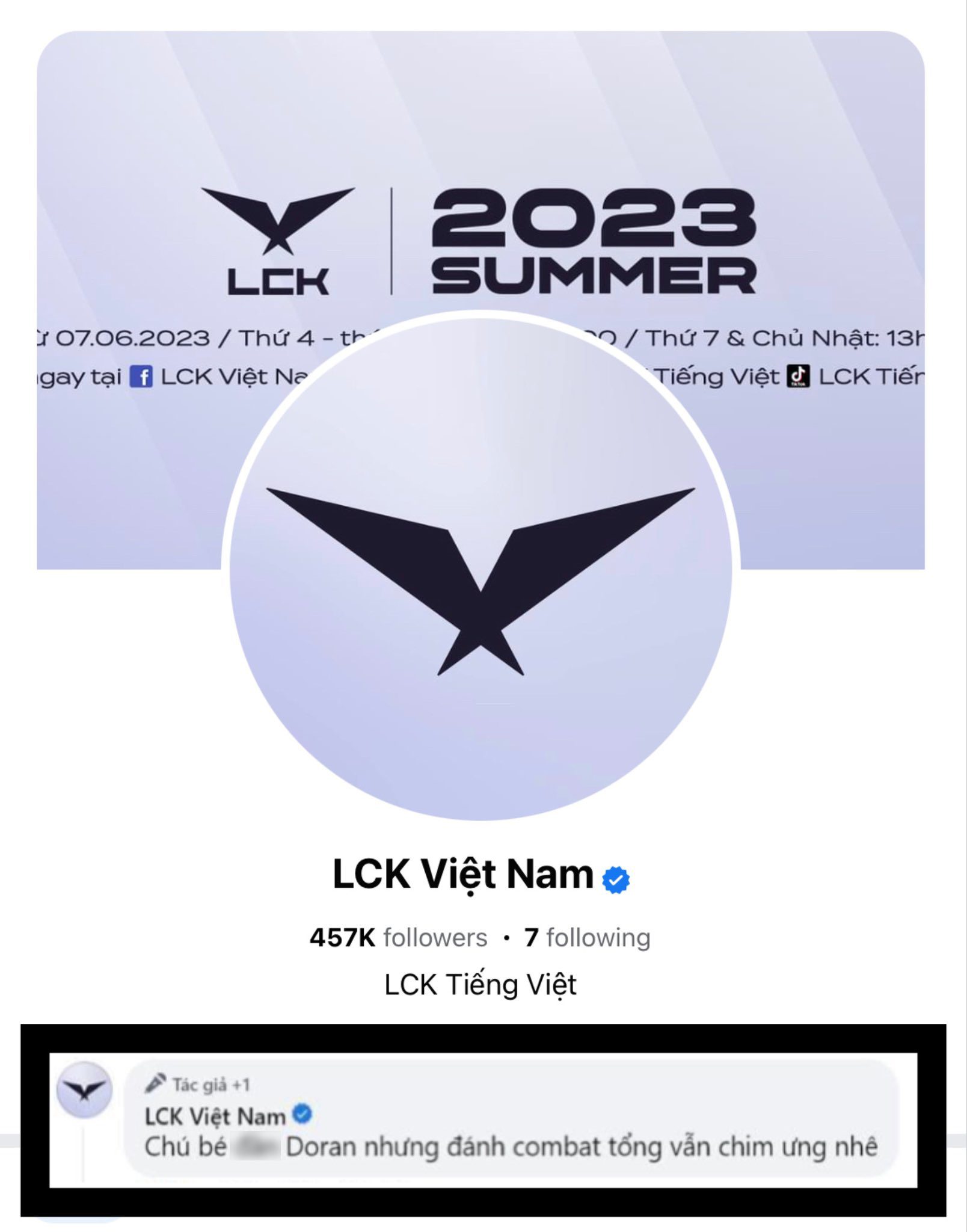 An international fan captured the inappropriate language used by the management team of the Vietnamese LCK page towards Doran