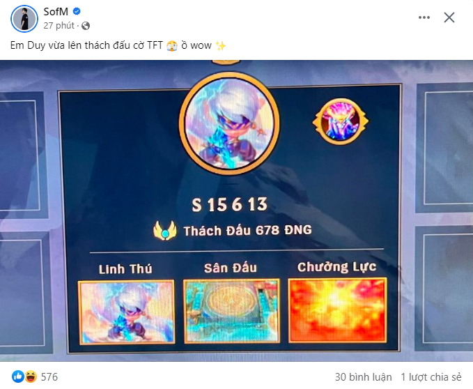 Recently, SofM showed that he has reached Challenger in TFT