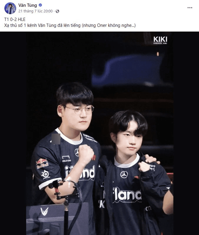 As a T1 fan, commentator Van Tung is surely not feeling cheerful