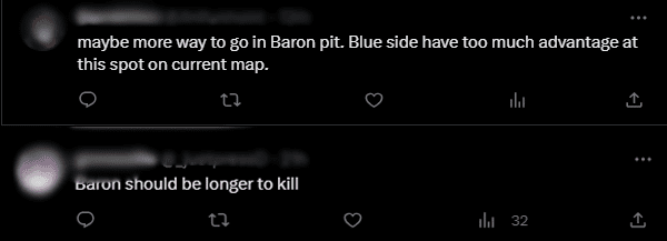 The community predicts that the Baron Pit will have additional pathways or that this objective will be harder to defeat in the upcoming season