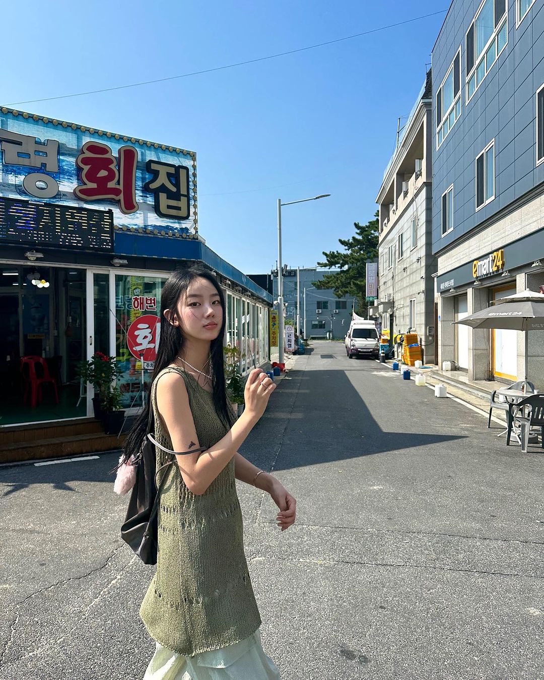 She also often posts check-in photos from various places