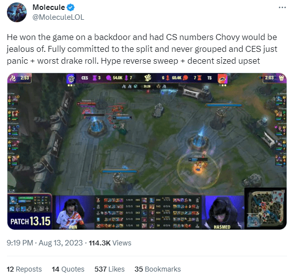 Molecule and the international community were also surprised by Hiro02's unique item build