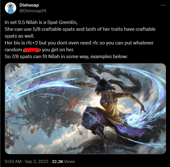 Player Dishsoap outright evaluates Nilah as quite “illogical” when effectively using most trait emblems