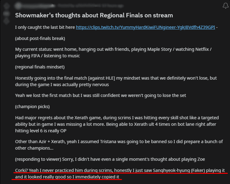 ShowMaker admitted on stream that he ‘copied’ Faker’s Corki pick despite not having practiced beforehand
