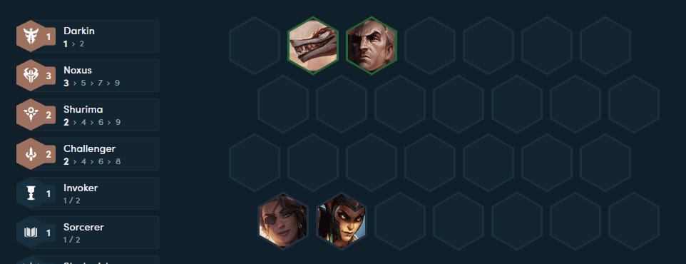Basic starting composition with 3 Noxus and Naafiri
