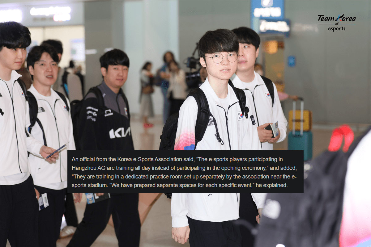 South Korea shares that League of Legends players are taking advantage of training time, hence their absence from the Asian Games opening ceremony