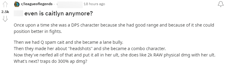Players are frustrated as Riot keeps tinkering with Caitlyn without success