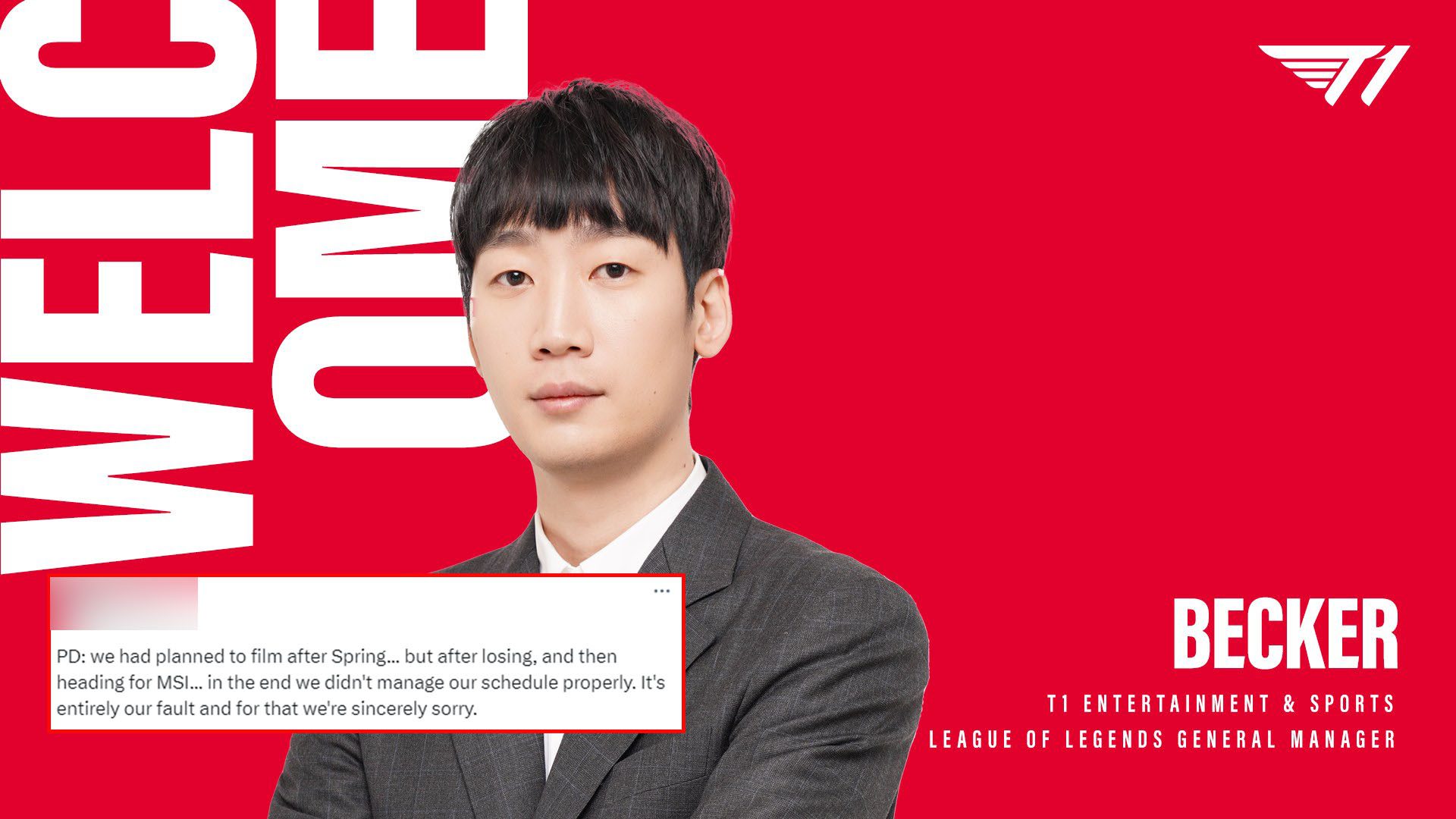 According to manager Becker, T1 faced too many issues to shoot a commemorative video for Faker